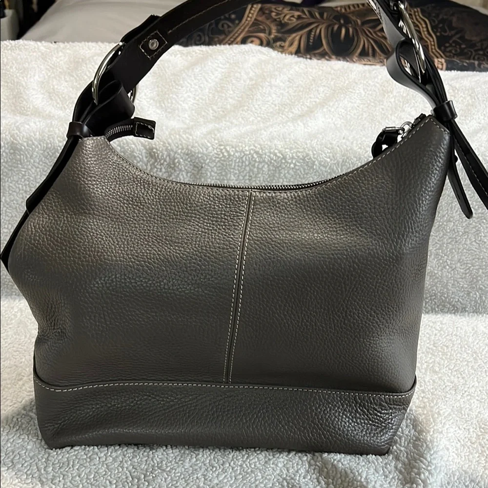 DOONEY BOURKE Hobo Leather Handbag Gray/Taupe